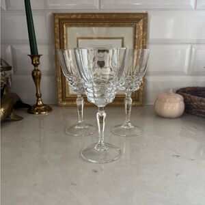 Vintage Cristal d'Arques Chateaudun Fine French Wine Or Water Glasses Set of 3